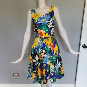 Vintage Steppin Out Floral Pinup Dress, VGUC, Size S